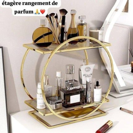 Étagère de rangement à plusieurs étages pour produits de beauté, crèmes et maquillage.