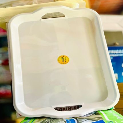 Plateau de service rectangulaire avec poignées en plastique blanc
