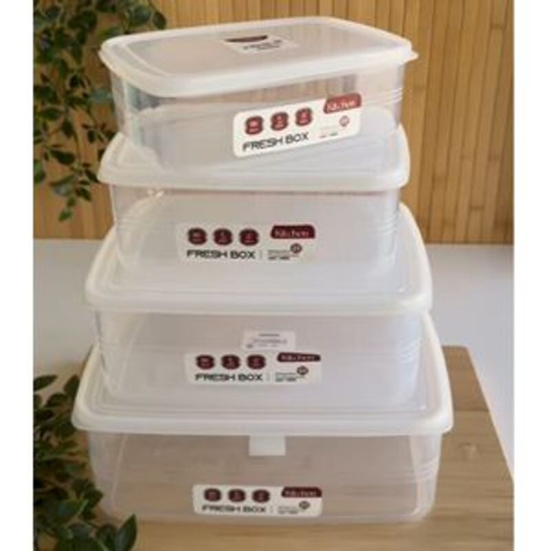 boites-conservation-plastique-fresh-box Lot de 4 boites de conservation en plastique transparent Fresh Box empilables