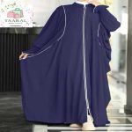 Abaya Papillon Zippée à Liserés – Image 2