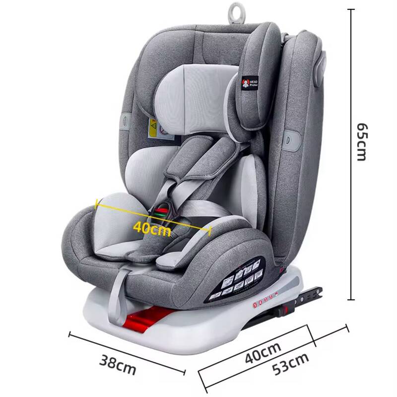 dimensions-siege-auto-isofix-evolutif Fiche technique d'un siège auto évolutif pour enfant avec fixations Isofix et harnais de sécurité à 5 points, affichant les dimensions de 65 cm de hauteur, 38 cm de largeur frontale, 40 cm de largeur d'assise intérieure et 53 cm de profondeur.