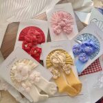 Ensemble Bonnet Turban et Chaussettes ou Chaussons Bébé – Image 5