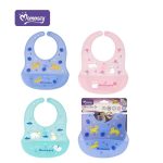 Bavoirs en silicone souple pour bébé avec poche de récupération des miettes et col réglable.