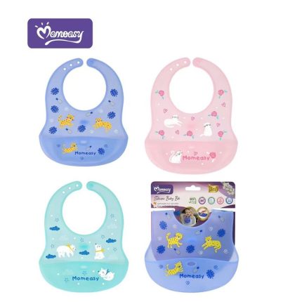 Bavoirs en silicone souple pour bébé avec poche de récupération des miettes et col réglable.