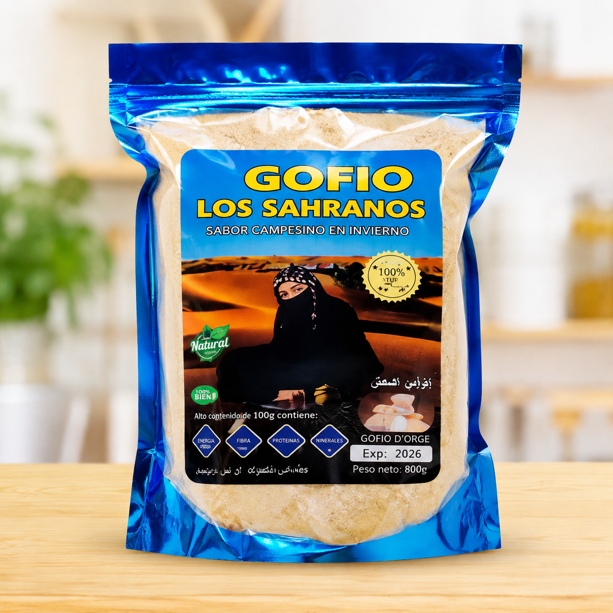 Gofio d'Orge 800 g Gofio d'Orge 800 g Los Sahranios, farine d'orge grillée riche en nutriments.