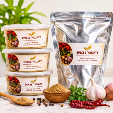 Pot d'Épices Yadaty 450 g, mélange d'épices naturel pour viande, poisson et poulet.