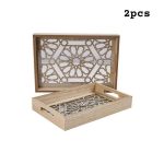 Lot de 2 Plateaux en Bois Motif Oriental – Image 2