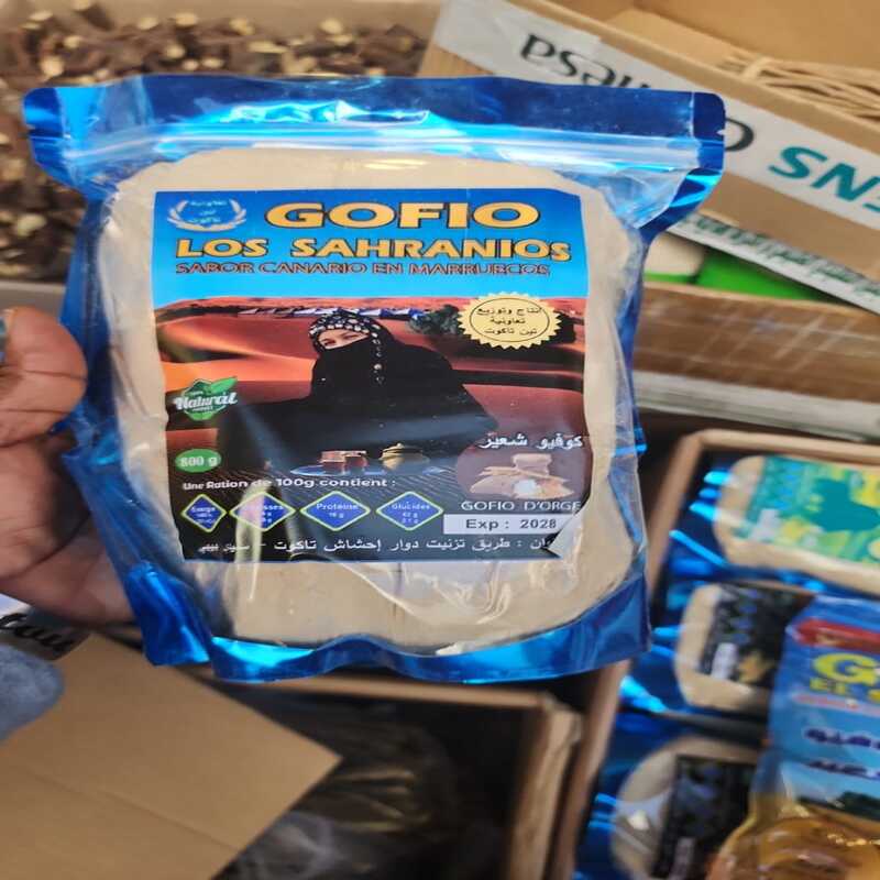 Gofio d'Orge 800 g Los Sahranios, farine d'orge grillée riche en nutriments.
