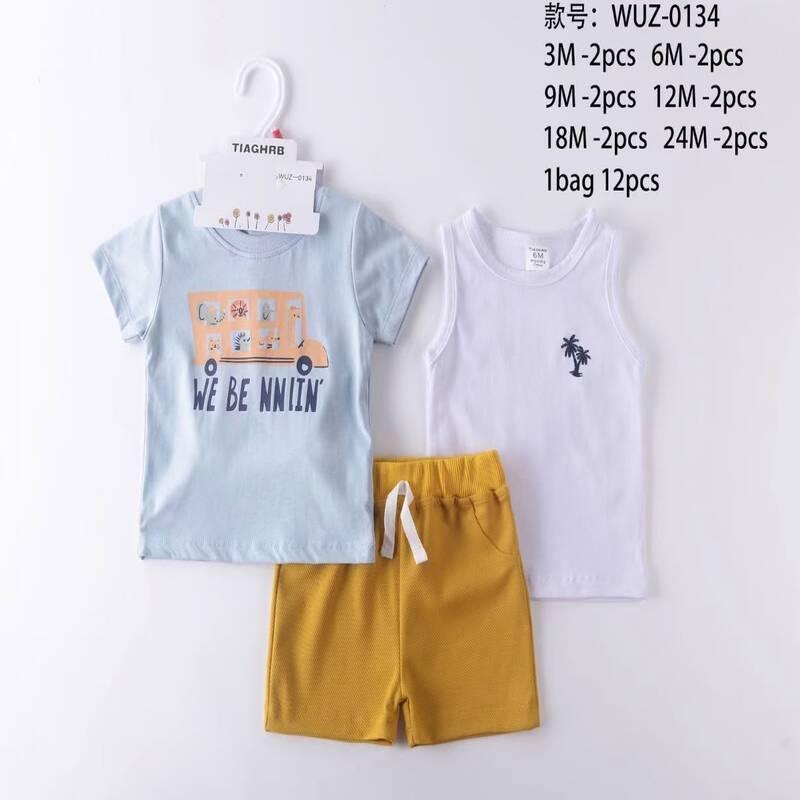 Ensemble bébé 2 pièces avec haut et short jaune moutarde