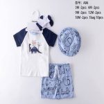 Ensemble bébé 2 pièces gris et vert avec motif lion