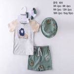 Ensemble bébé 2 pièces gris et vert avec motif lion