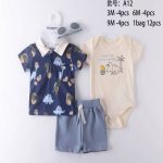 Ensemble 3 pièces bébé avec body, haut et short