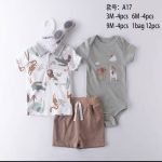 Ensemble 3 pièces bébé avec body, haut et short