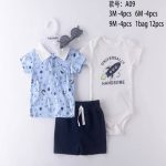 Ensemble 3 pièces bébé avec body, haut et short