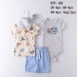 Ensemble 3 pièces bébé avec body, haut et short