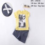 Ensemble garçon 3 pièces jaune et gris motif tropical