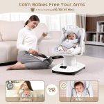 Balancelle électrique bébé grise avec assise rembourrée et harnais