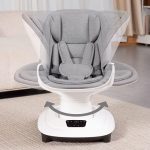 Balancelle électrique bébé grise avec assise rembourrée et harnais