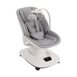 Balancelle électrique bébé grise avec assise rembourrée et harnais