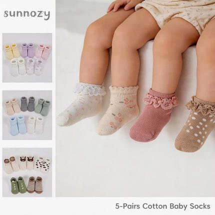 Lot de 5 paires de chaussettes bébé en coton 0-6 mois