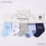 Lot de 5 paires de chaussettes bébé en coton 0-6 mois