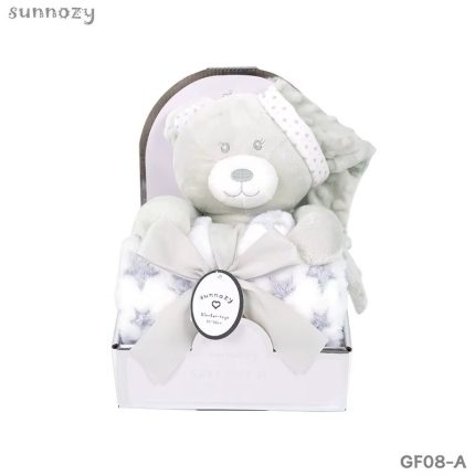 Couverture bébé avec doudou ours en coffret cadeau
