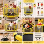 Trampoline enfant avec barre réglable et accessoires de jeu
