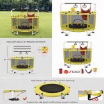 Trampoline enfant avec barre réglable et accessoires de jeu