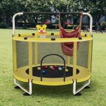 Trampoline enfant avec barre réglable et accessoires de jeu