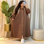 Robe longue femme à capuche et fermeture zippée
