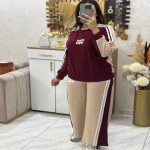 Ensemble femme sport 2 pièces avec sweat à manches longues et pantalon assortie