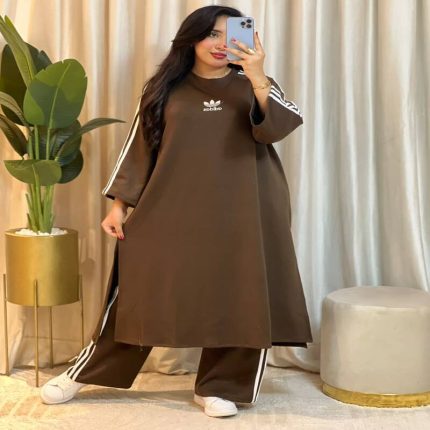 Ensemble femme 2 pièces avec tunique longue et pantalon assorti